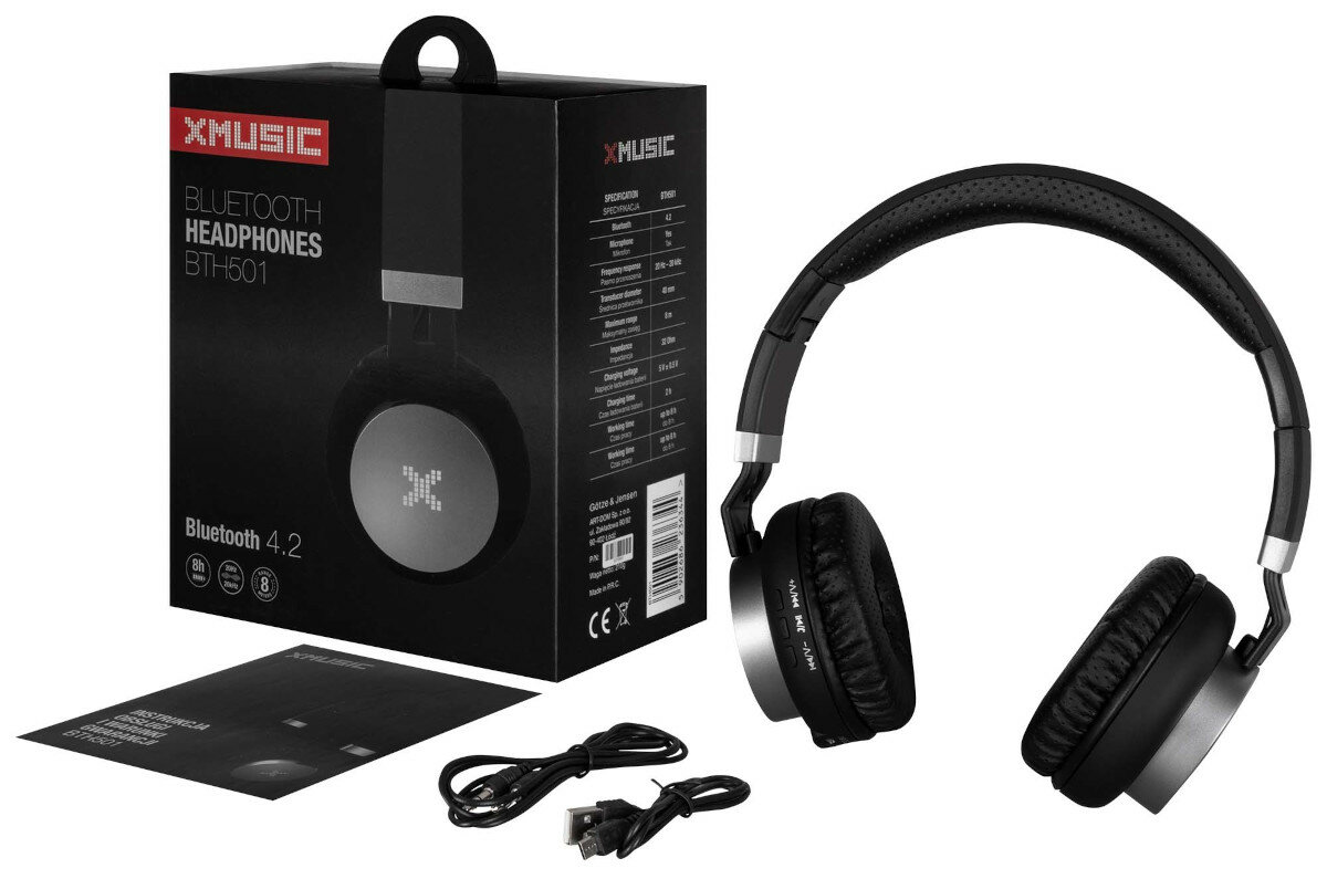 Słuchawki nauszne XMUSIC BTH501 Czarno-srebrny cena, opinie, dane  techniczne | sklep internetowy Electro.pl