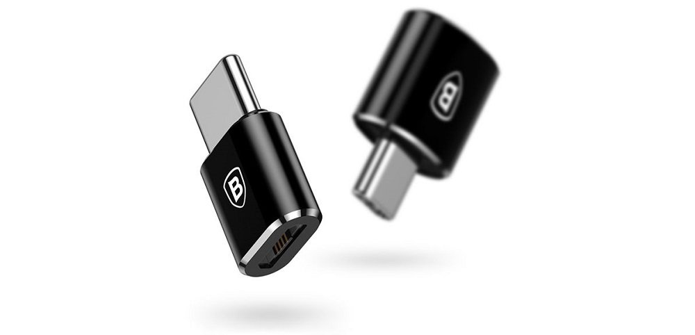 Adapter USB Typ-C - Micro USB BASEUS CAMOTG-01 widok ogólny front czarny