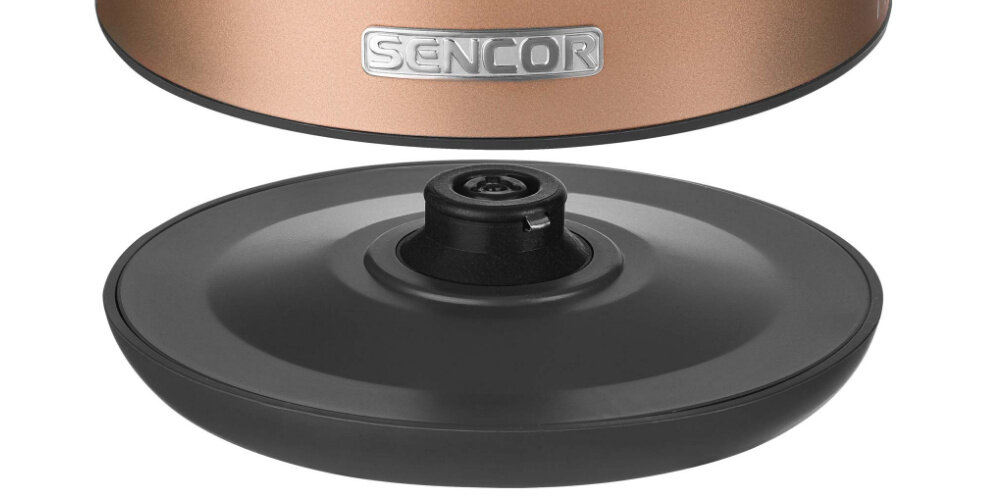 Czajnik SENCOR SWK 1226GD Środkowe złącze 360° podwójne zabezpieczenie ochrona przegrzanie automatyczne wyłączenie