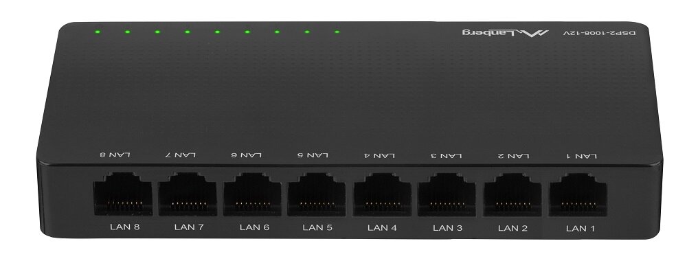 Switch LANBERG DSP2-1008-12V - Dostępne porty i złącza przepustowość Plug&Play