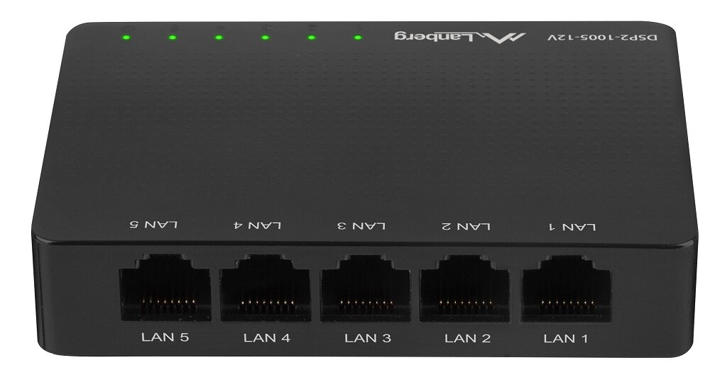 Switch LANBERG DSP2-1005-12V - Dostępne porty i złącza przepustowość Plug&Play