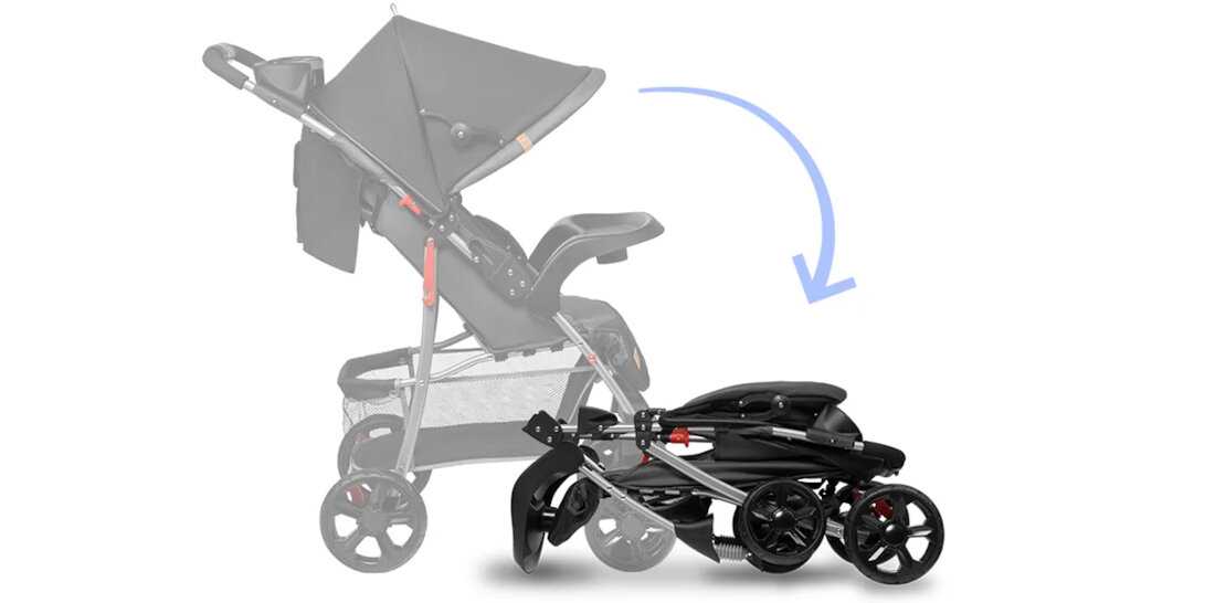 Wózek dziecięcy LIONELO Emma Plus Czarny wymiary składanie rozkładanie przechowywanie transport