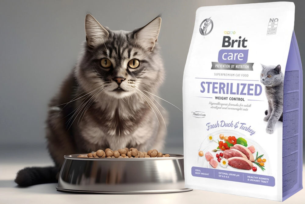 Karma dla kota BRIT CARE Grain-Free Sterilized Weight Control Kaczka z indykiem 7 kg sklad zywienie