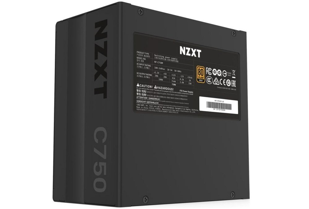 Zasilacz NZXT C750 750W Gold - energooszczednosc 