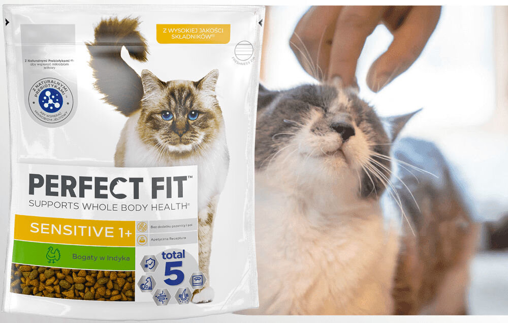 Karma dla kota PERFECT FIT Sensitive Indyk 7 kg witaminy pierwiastki aminokwasy