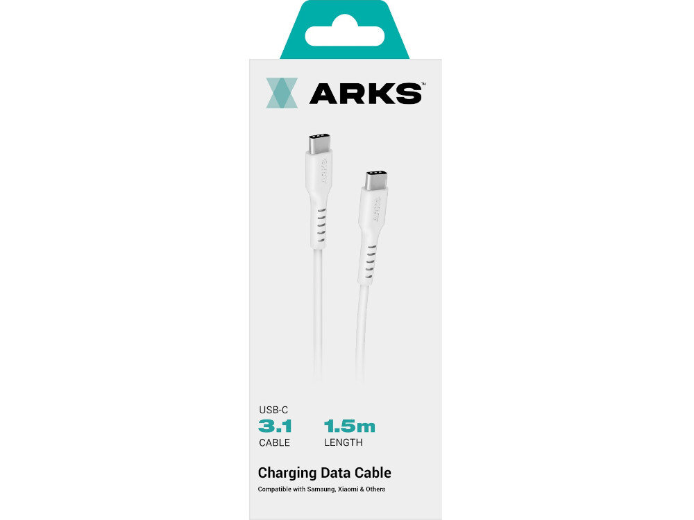 Kabel USB - USB-C ARKS 2 m bialy zestaw