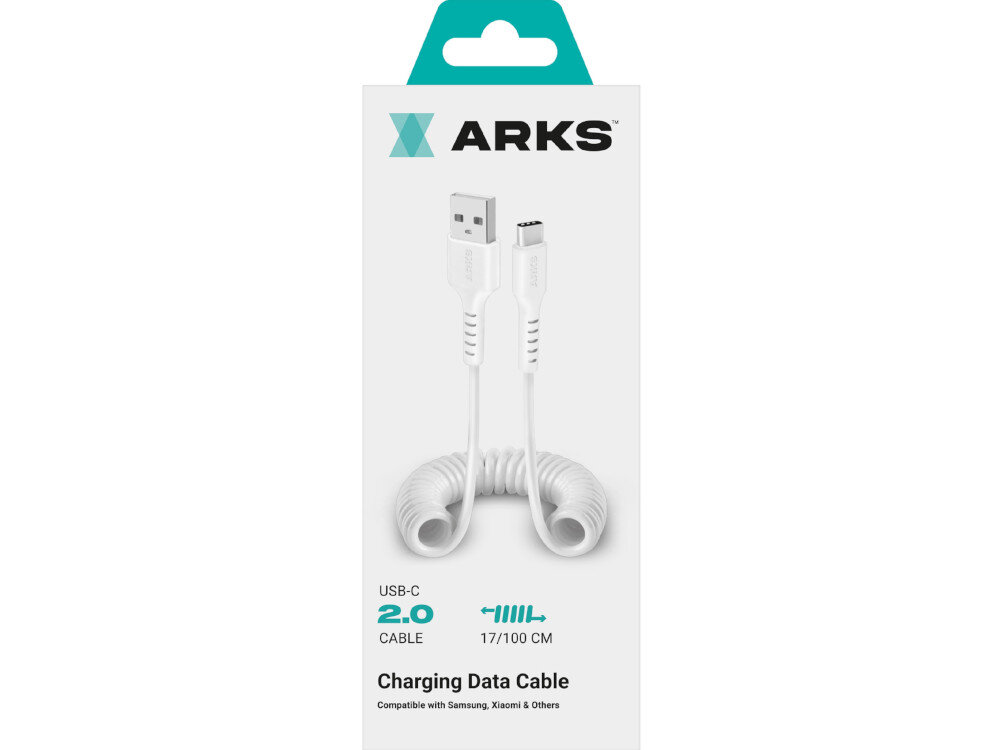 Kabel USB - USB-C ARKS 1 m bialy opakowanie