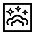 Kwadratowa ikonka przedstawiająca kłęby pary wodnej