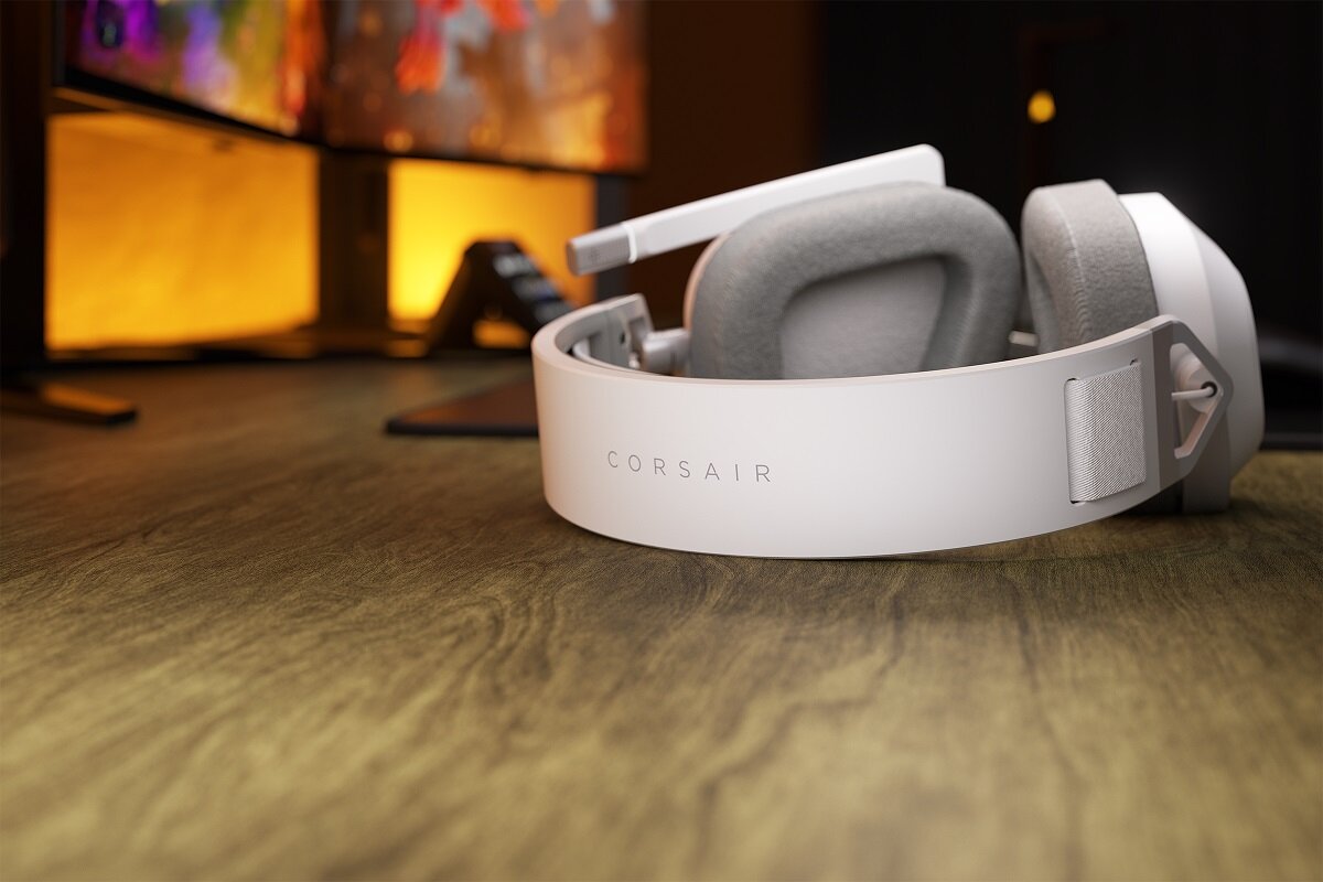 Słuchawki CORSAIR HS80 Max Wireless bezprzewodowy stylowy solidny gaming jakość dźwięku Sonarworks SoundID żywotność baterii
