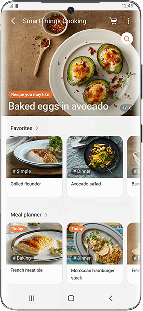 Screen przedstawiający aplikację SmartThings Cooking 