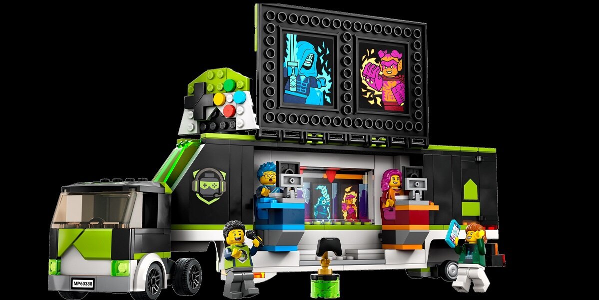 LEGO City Ciężarówka na turniej gier 60388 dziecko kreatywność zabawa nauka rozwój klocki figurki minifigurki jakość tradycja konstrukcja nauka wyobraźnia role jakość bezpieczeństwo wyobraźnia budowanie pasja hobby funkcje