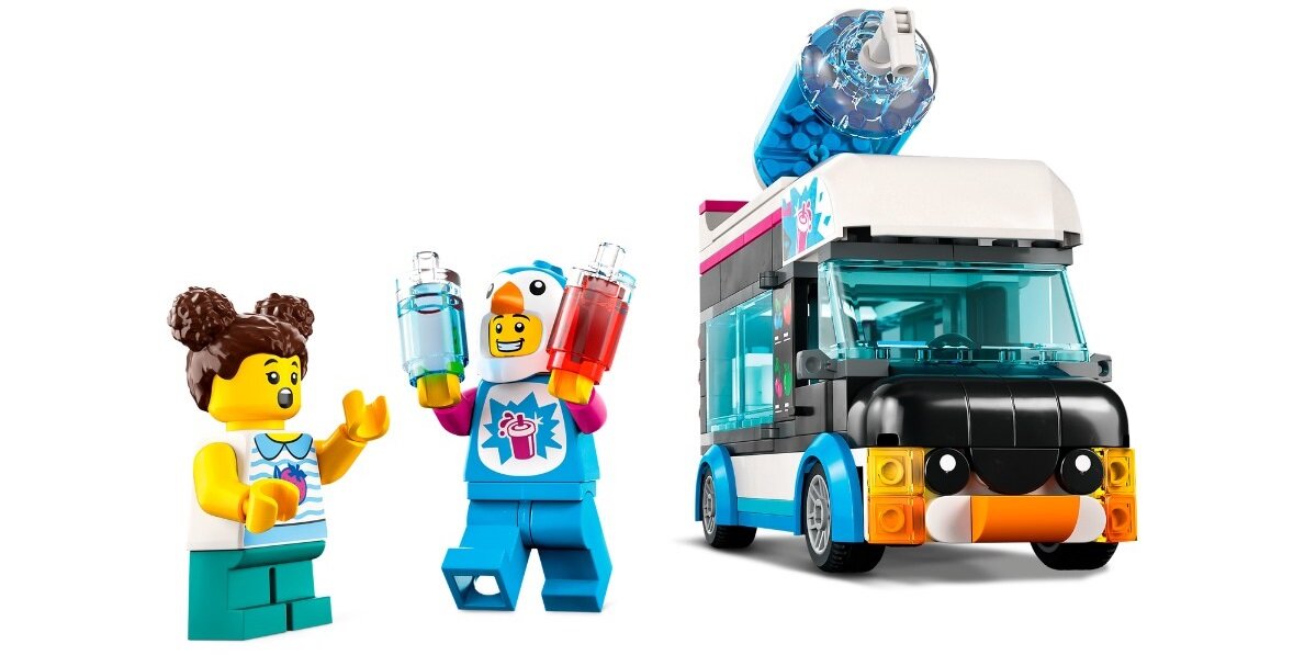 LEGO City Pingwinia furgonetka ze slushem 60384 dziecko kreatywność zabawa nauka rozwój klocki figurki minifigurki jakość tradycja konstrukcja nauka wyobraźnia role jakość bezpieczeństwo wyobraźnia budowanie pasja hobby funkcje instrukcje