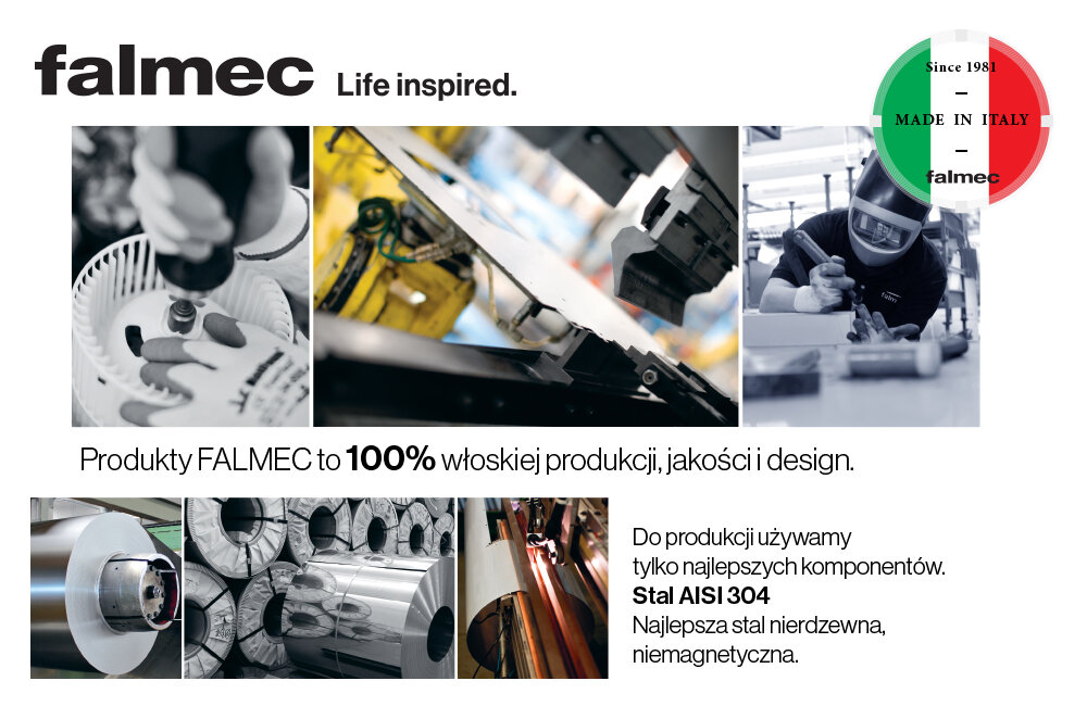 FALMEC Grupa silnikowa NRS 50 staranność dbałość detale włoska produkcja jakość design stal 