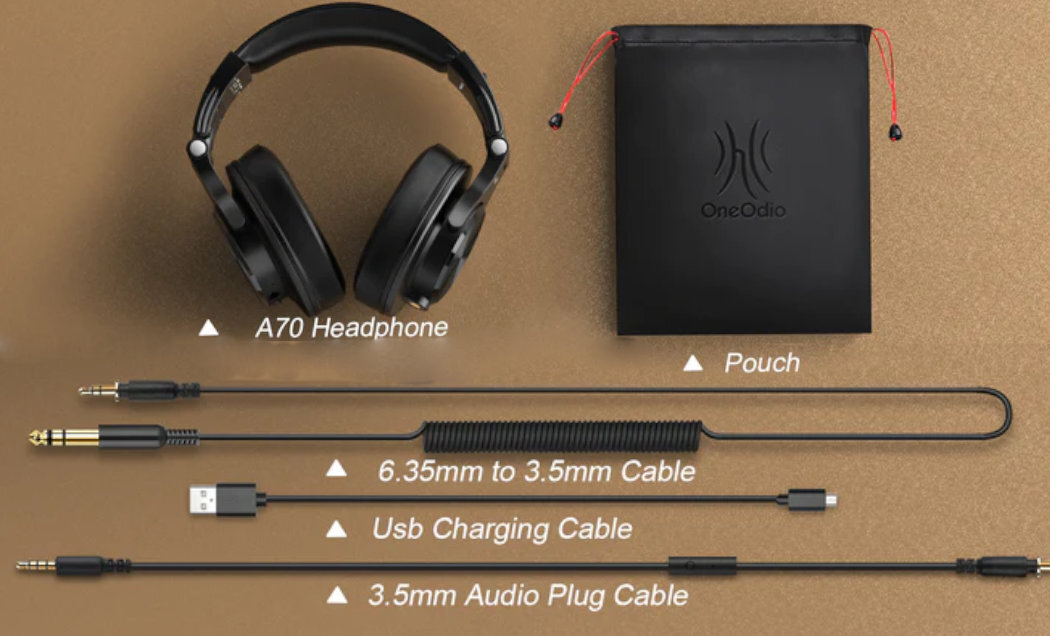 Słuchawki nauszne <b>ONEODIO Fusion A70</b> Czarny zawartosc opakowania