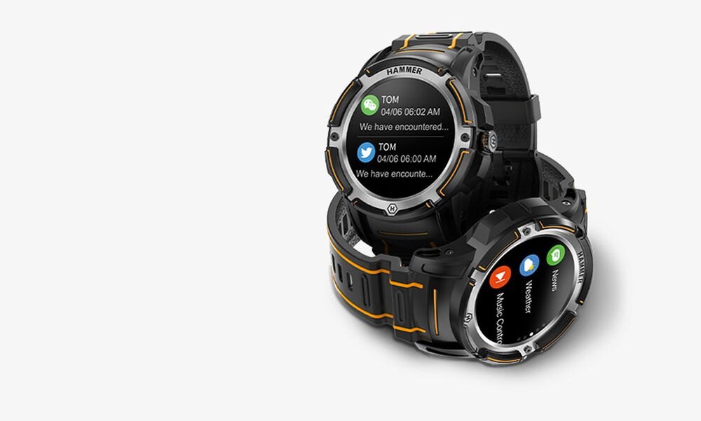 Smartwatch HAMMER Watch Plus  ekran bateria czujniki zdrowie sport pasek ładowanie pojemność rozdzielczość łączność sterowanie krew puls rozmowy smartfon aplikacja 