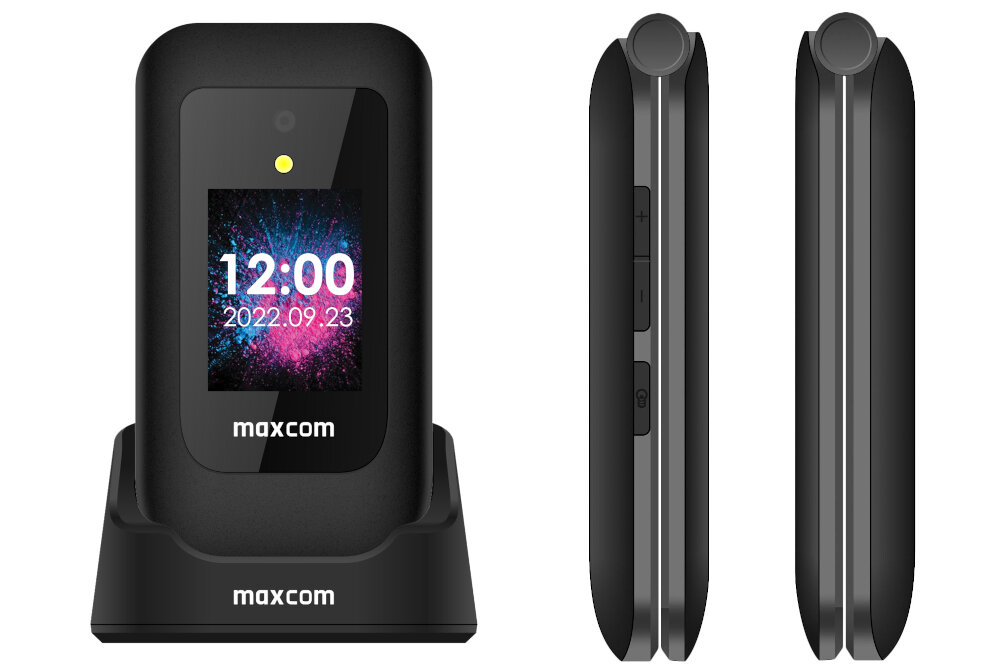 Telefon MAXCOM Comfort MM827 Czarny wygoda ladowanie budzik kalendarz latarka
