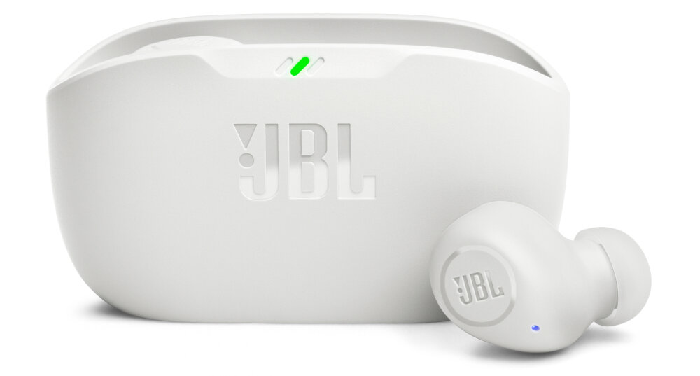 Słuchawki dokanałowe JBL Wave Buds konstrukcja brzmienie technologia bezprzewodowa komunikacja wyposażenie JBL czas pracy etui ładujące 