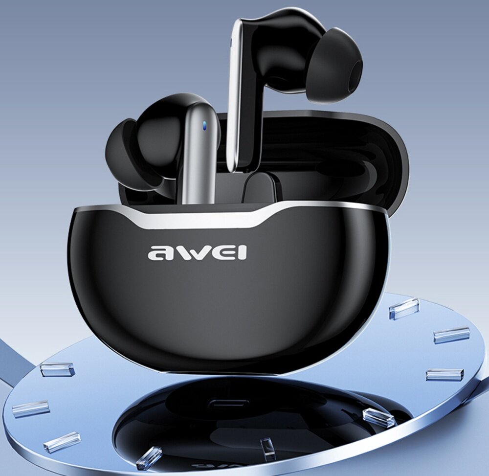 Słuchawki douszne AWEI T50 Czarny design komfort lekkość dźwięk jakość wrażenia słuchowe ergonomia lekkość sport aktywność podróże czas pracy działanie akumulator