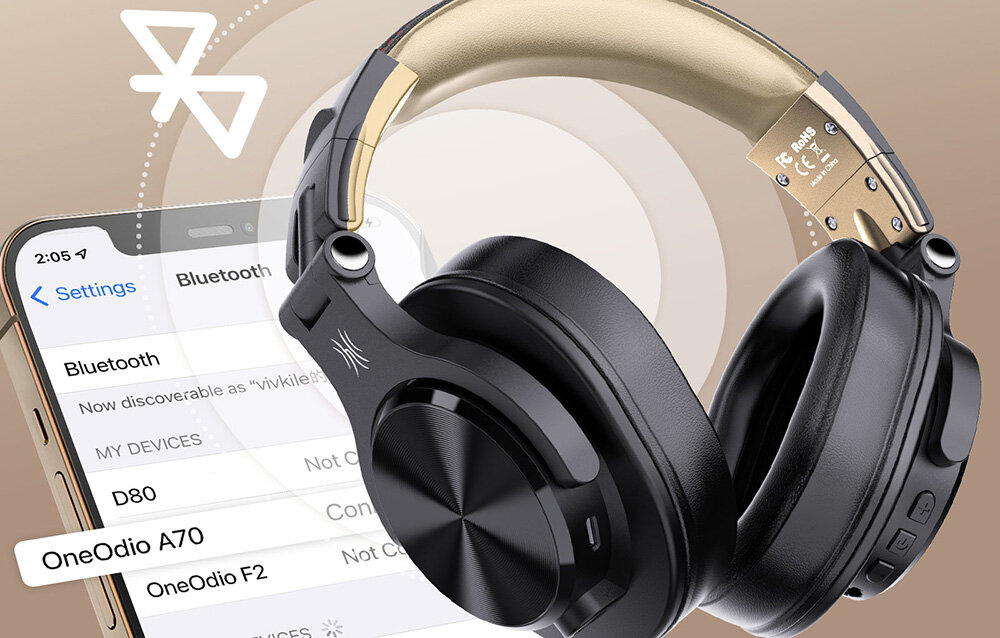 Słuchawki nauszne ONEODIO Fusion A70 muzyka bezprzewodowe technologia lacznosc podpiecie telefon laptop