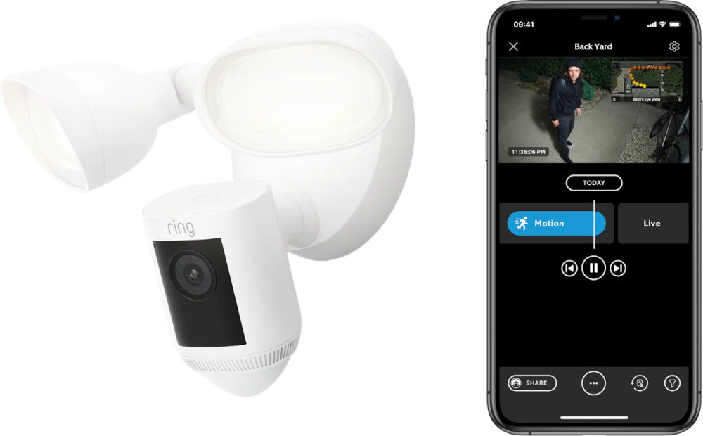 Kamera RING Floodlight Cam Pro subskrypcja nagrania przechowywanie chmura