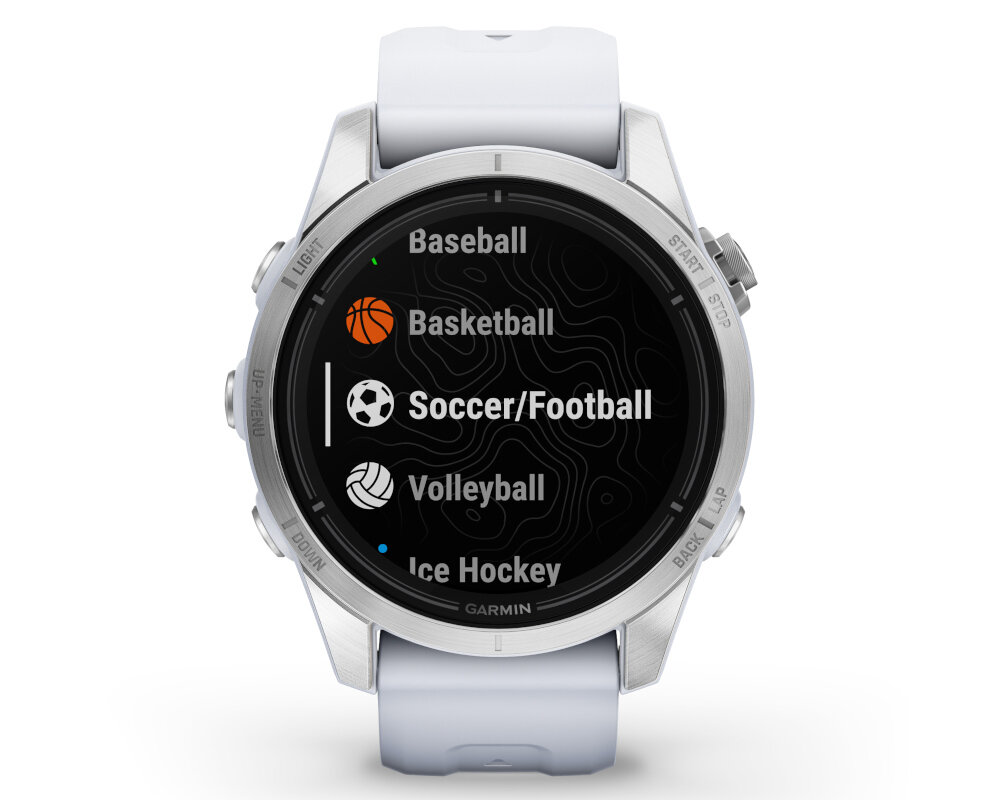 Zegarek sportowy GARMIN Epix Pro ekran bateria czujniki zdrowie sport pasek ładowanie pojemność rozdzielczość łączność sterowanie krew puls rozmowy smartfon aplikacja 