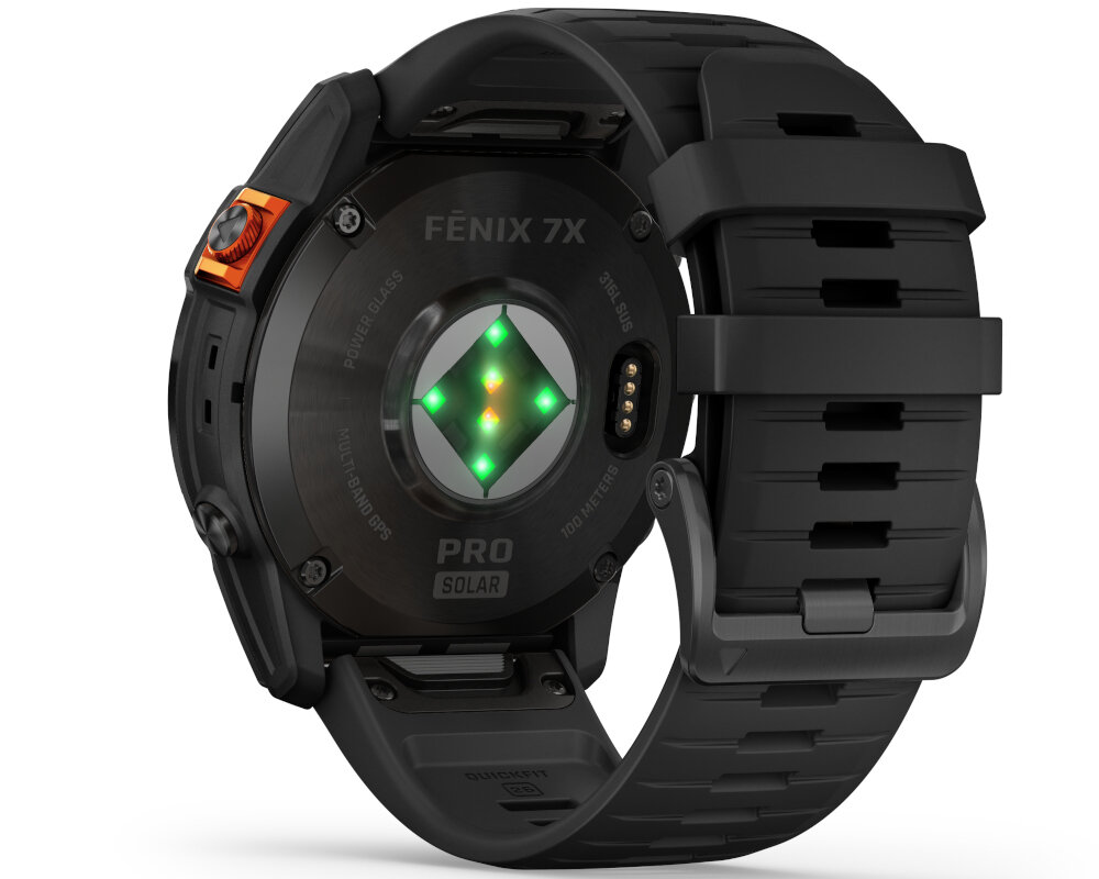 Smartwatch GARMIN Fenix 7x Pro ekran bateria czujniki zdrowie sport pasek ładowanie pojemność rozdzielczość łączność sterowanie krew puls rozmowy smartfon aplikacja 