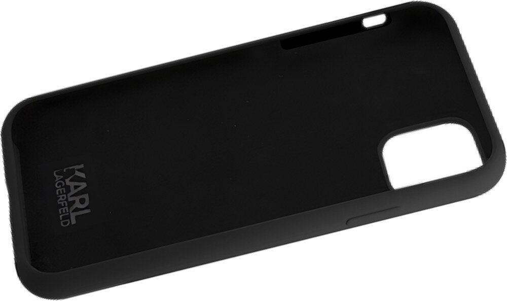 Etui KARL LAGERFELD Silicone Signature do Apple iPhone 11/Xr Czarny materiał wykonanie dopasowanie wycięcia brzegi