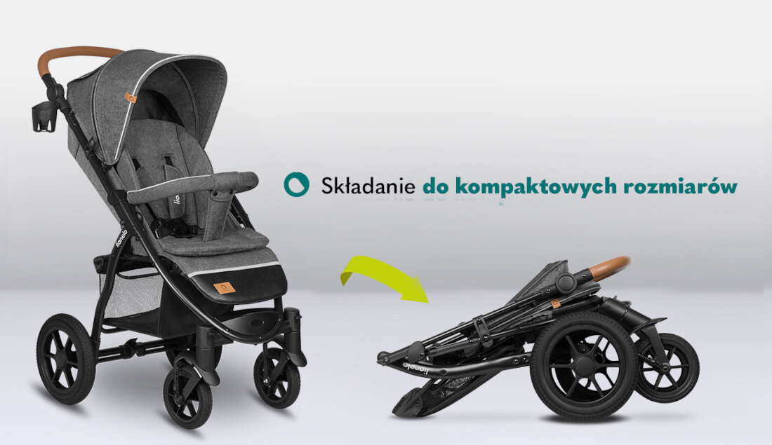 Wózek dziecięcy LIONELO Annet Tour Carbon Czarny Kompaktowy rozmiar wymiary
