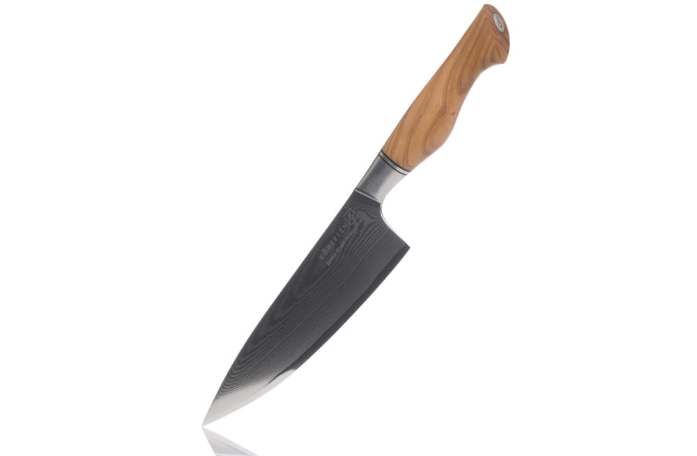 Nóż KOHERSEN Professional Olive Wood 72209 wysoka jakosc japońska stal damasceńska wzór damastu