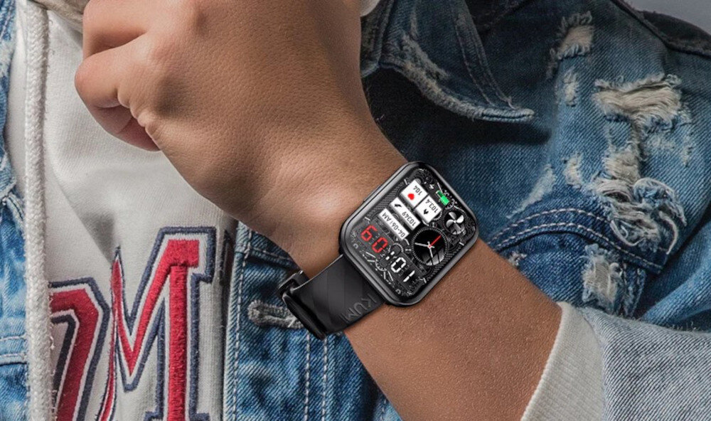 Smartwatch KUMI KU6 Meta Czarny elegancki design funkcjonalny technologie innowacjne odbieranie polaczen placenie za zakupy nadajniki Bluetooth i NFC synchronizacja przesylania danych