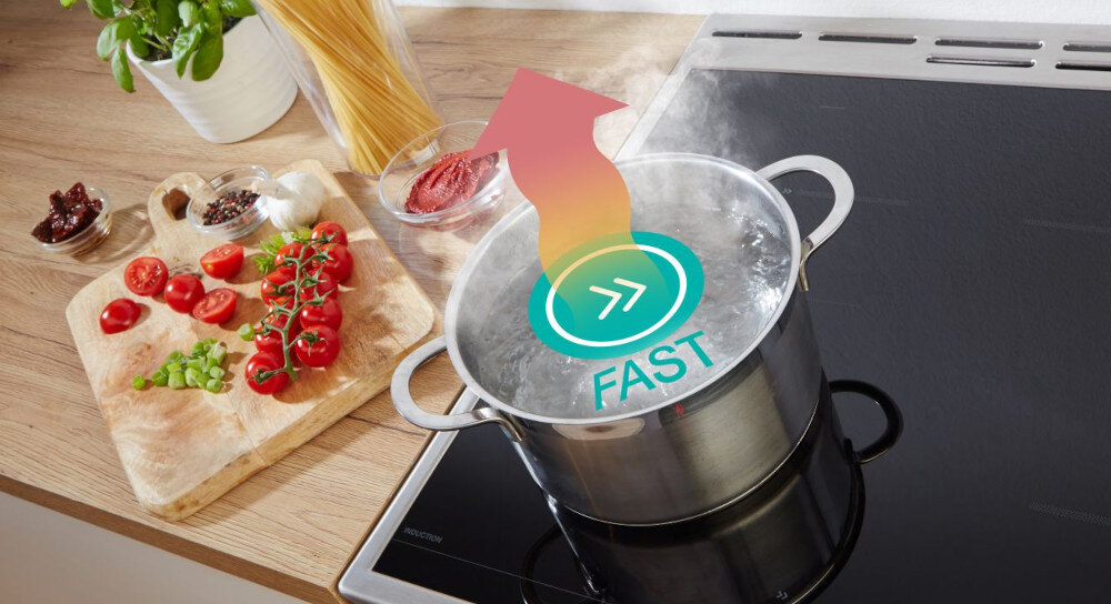 KUCHNIA GORENJE MEKIS510IB szybkie gotowanie tryb przyspieszony PowerBoost oszczędność czasu efektywne gotowanie