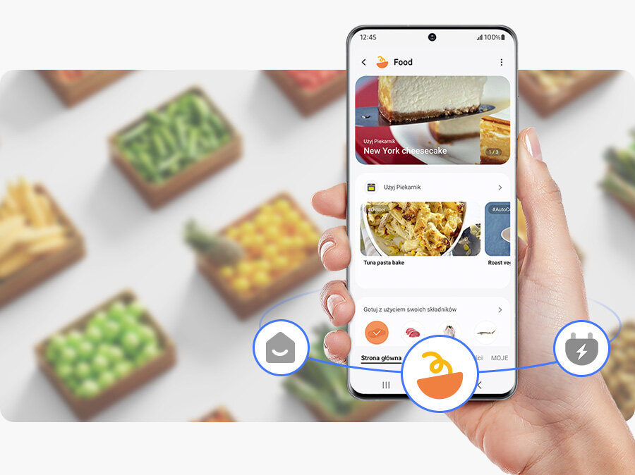 Korzystaj z aplikacji SmartThings Food by tworzyć listy zakupów i dodawać daty przydatności produktów