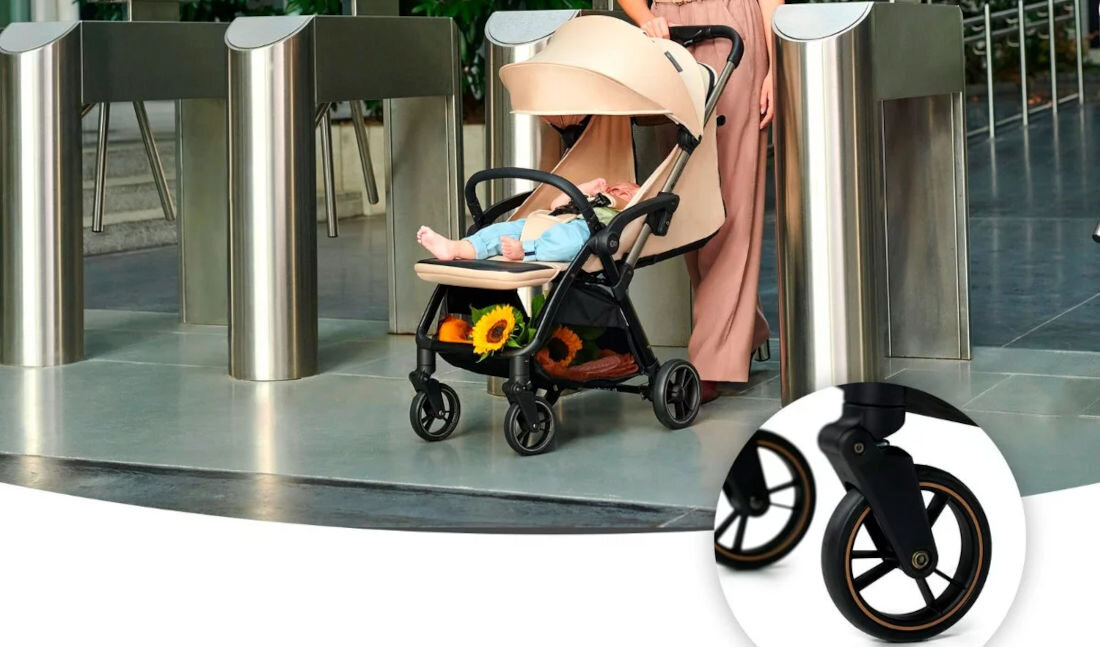 Wózek dziecięcy KINDERKRAFT Apino Szary nieprzebijalne koła zwrotne manewrwowanie nawierzchnia użytkowanie spacery