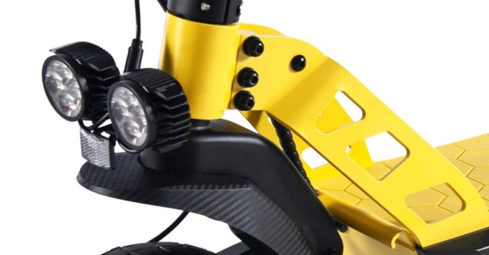 Hulajnoga elektryczna XRIDER F10 Czarno-żółty przednie i tylne swiatlo LED tylne swiatlo hamowania STOP