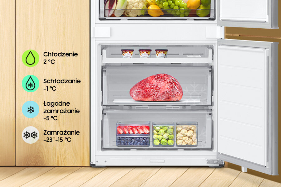 Najważniejsze korzyści: Strefa Cool Select+ - Samsung lodówka z zamrażalnikiem BRB38G705DWW