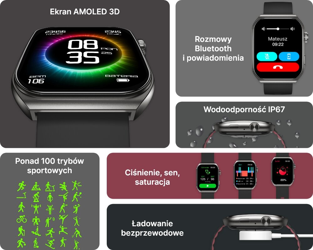 Smartwatch FOREVER Tiron SWM-300 charakter osobowosc kontrola zdrowie aktywnosc obowiazki