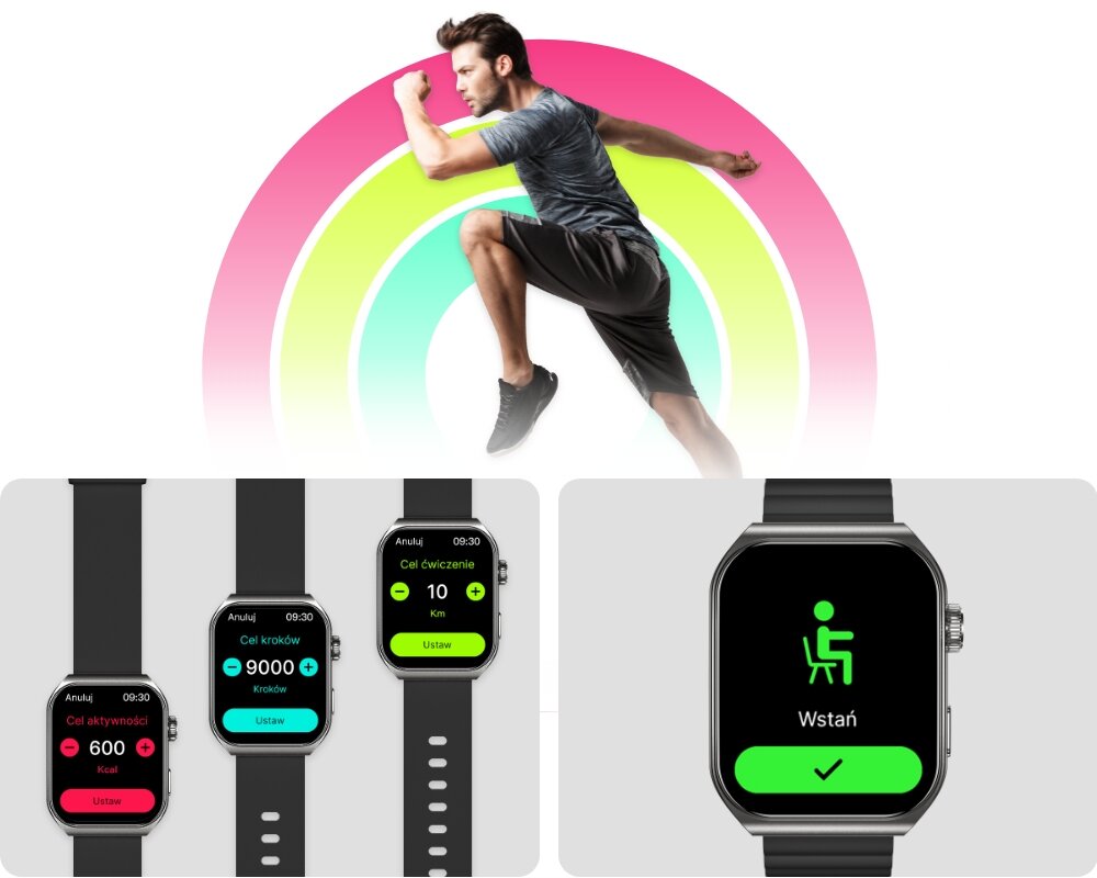 Smartwatch FOREVER Tiron SWM-300 tryby sportowe kroki kalorie dystans 