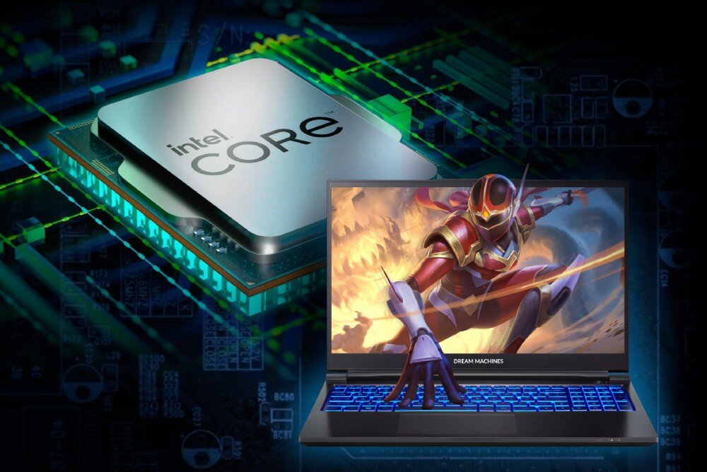 Laptop DREAMMACHINES RG4050-15PL33 15.6 144Hz i5-14500HX 32GB RAM 1TB SSD GeForce RTX4050 procesor rdzenie wątki prędkość