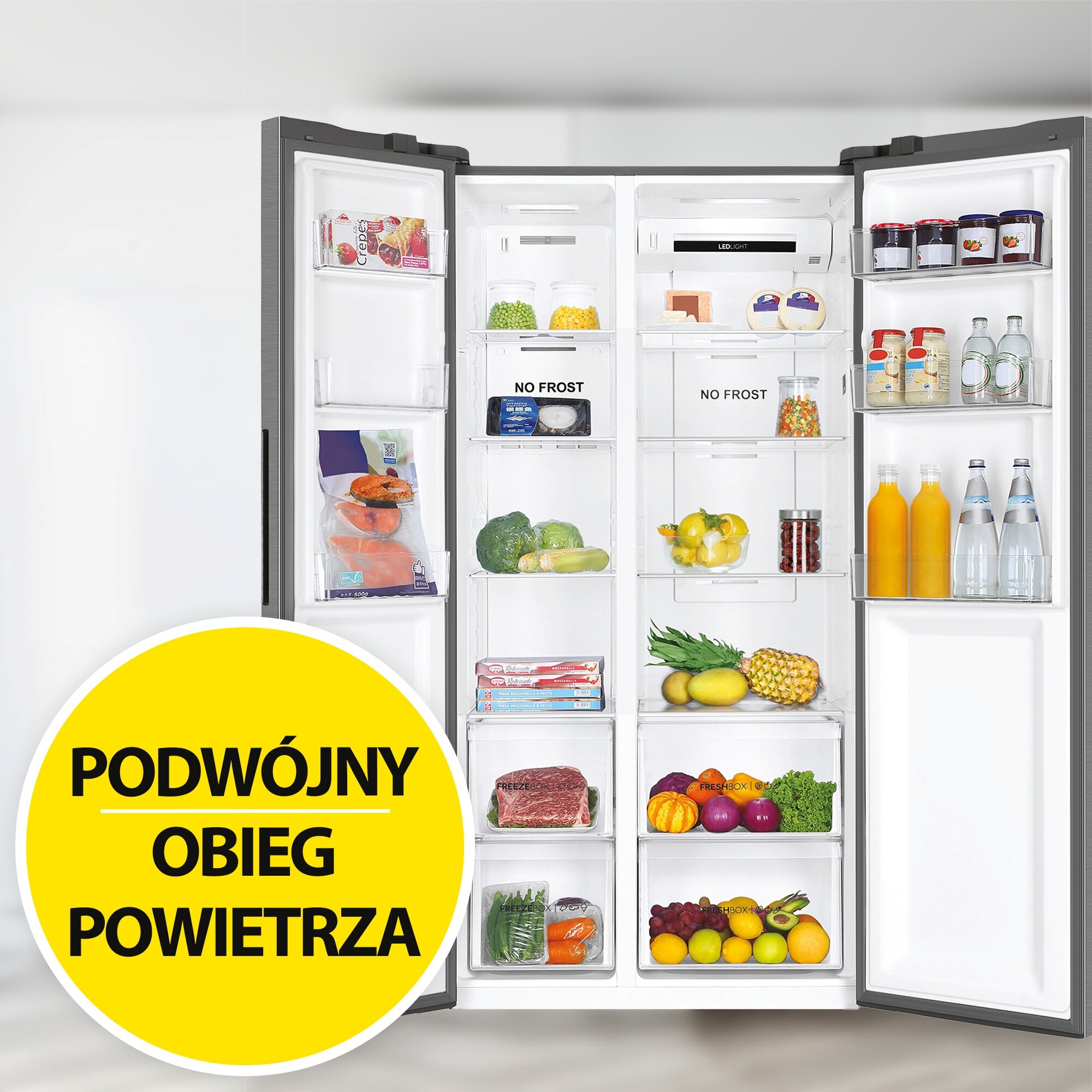 Lodówka HAIER HSR3918ENPG Side by Side No frost 177.5cm Srebrna