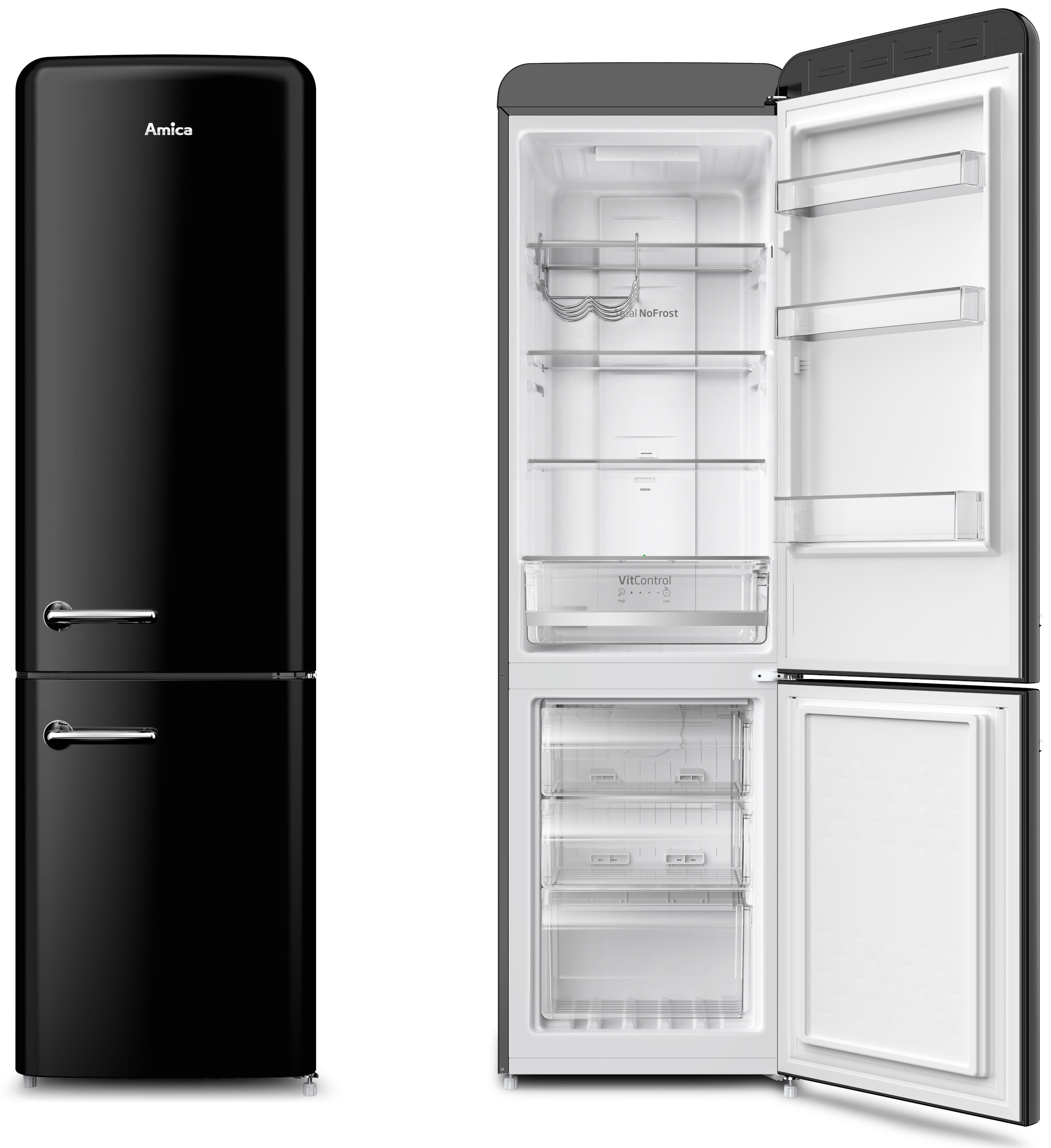 Lodówka AMICA FK3495.3FBAA Retro No frost 186.5cm Czarna