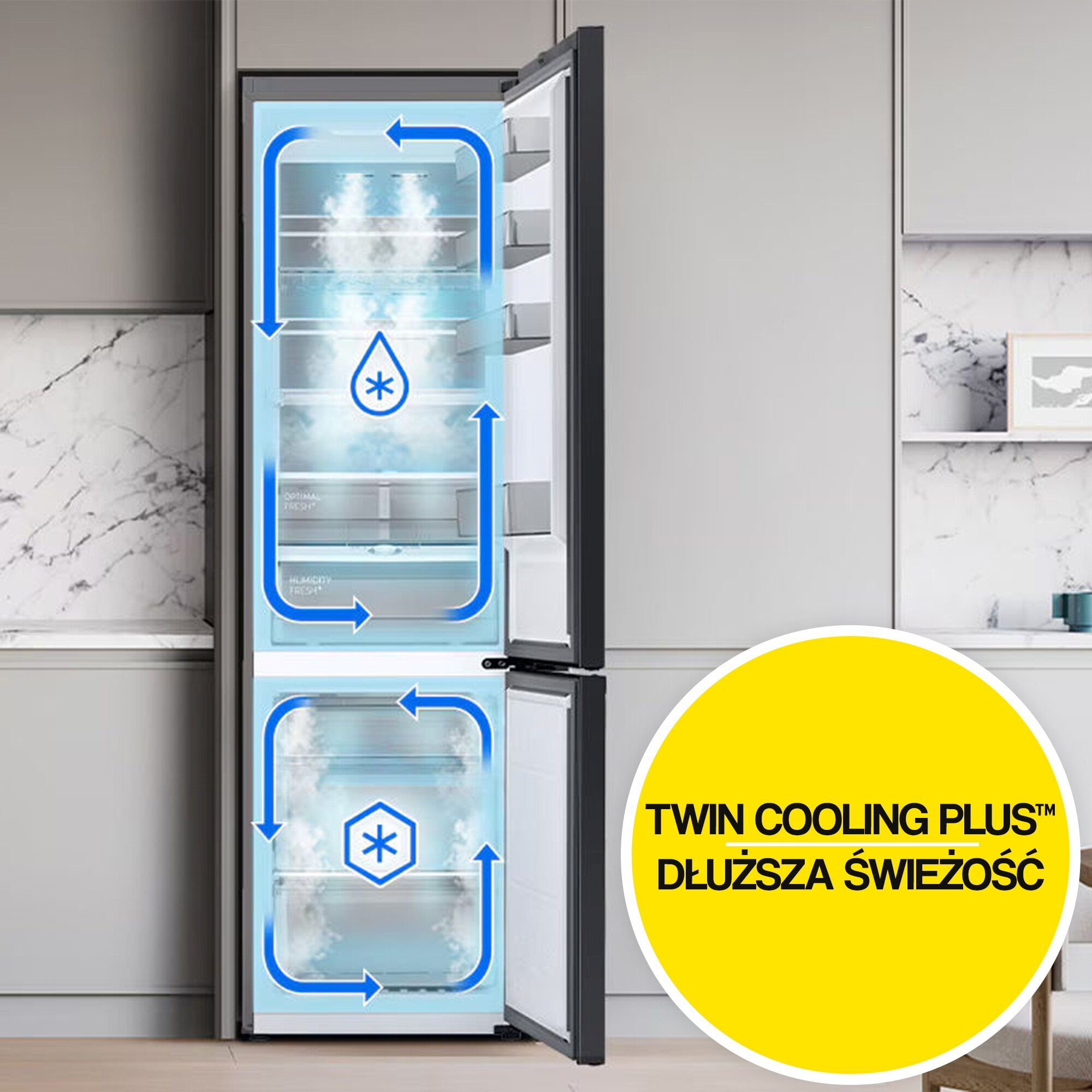 Lodówka SAMSUNG BESPOKE AI RB38C7B6AB1 EF No Frost 203cm