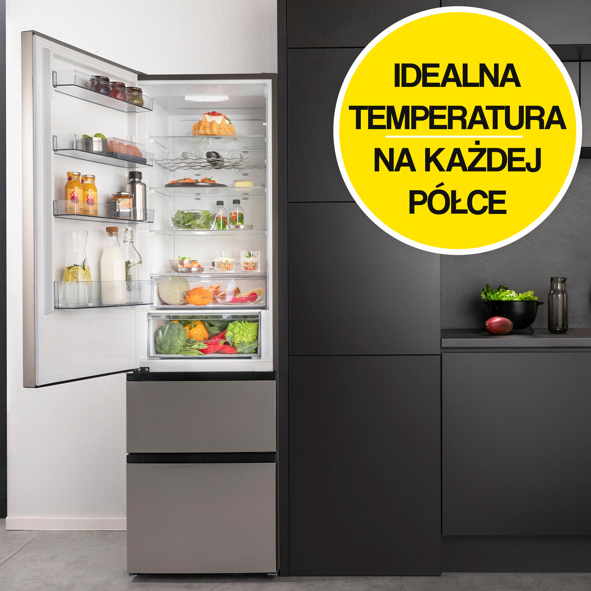 Lodówka HISENSE RM469N4ACE 3D No Frost 200cm Stalowo-szara