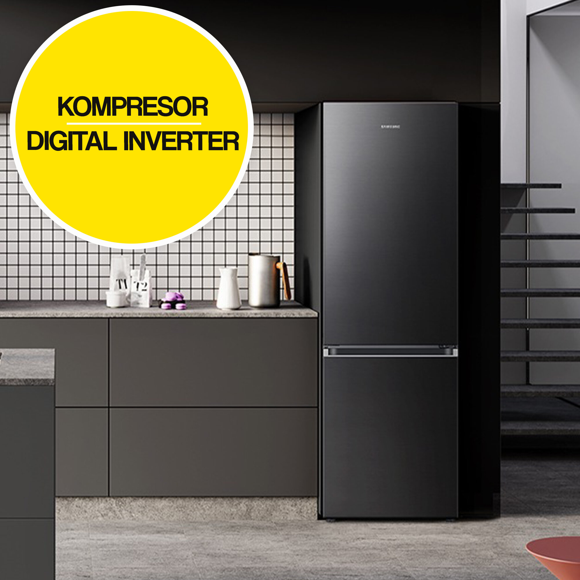 Lodówka SAMSUNG AI RB34C603CB1 EF No Frost 185.3cm Grafitowa stal