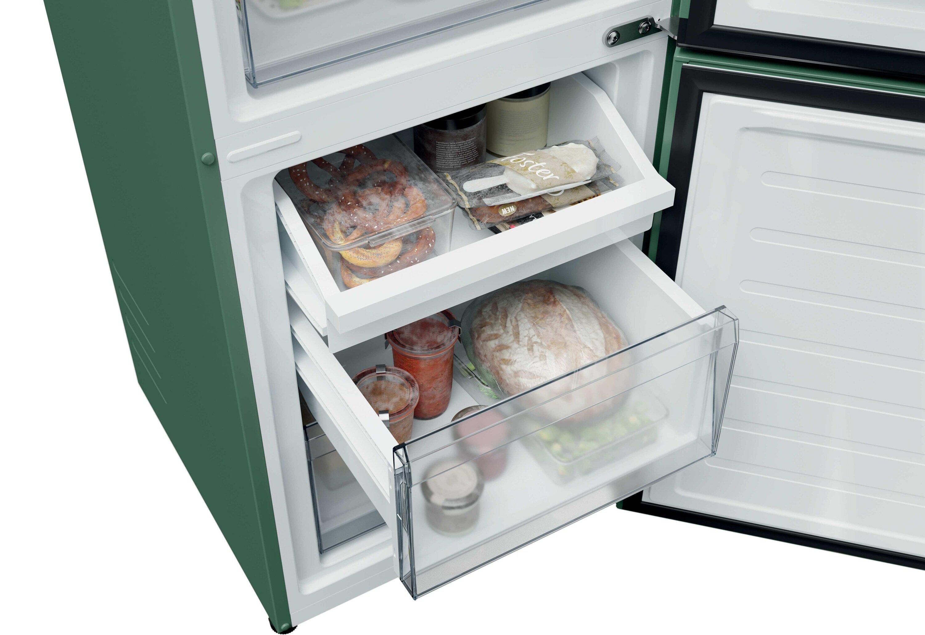 Lodówka CANDY CNCQ2T518EG No Frost zielona o szerokości 55cm