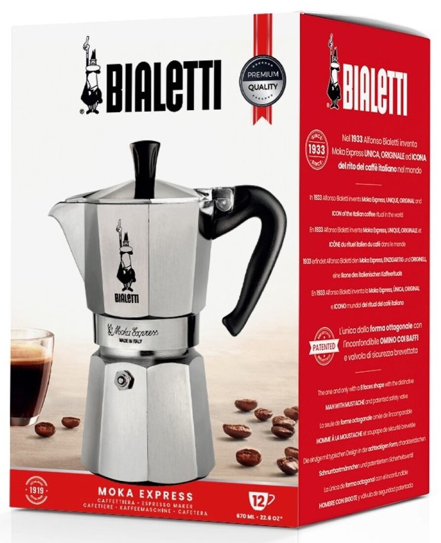 Kawiarka BIALETTI Moka Express 12 TZ Srebrno-czarny 600 ml cena